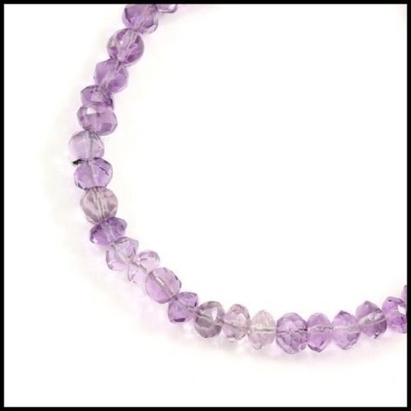 Genuine Amethyst Beads Stretch Bracelet - Picture 2 of 8